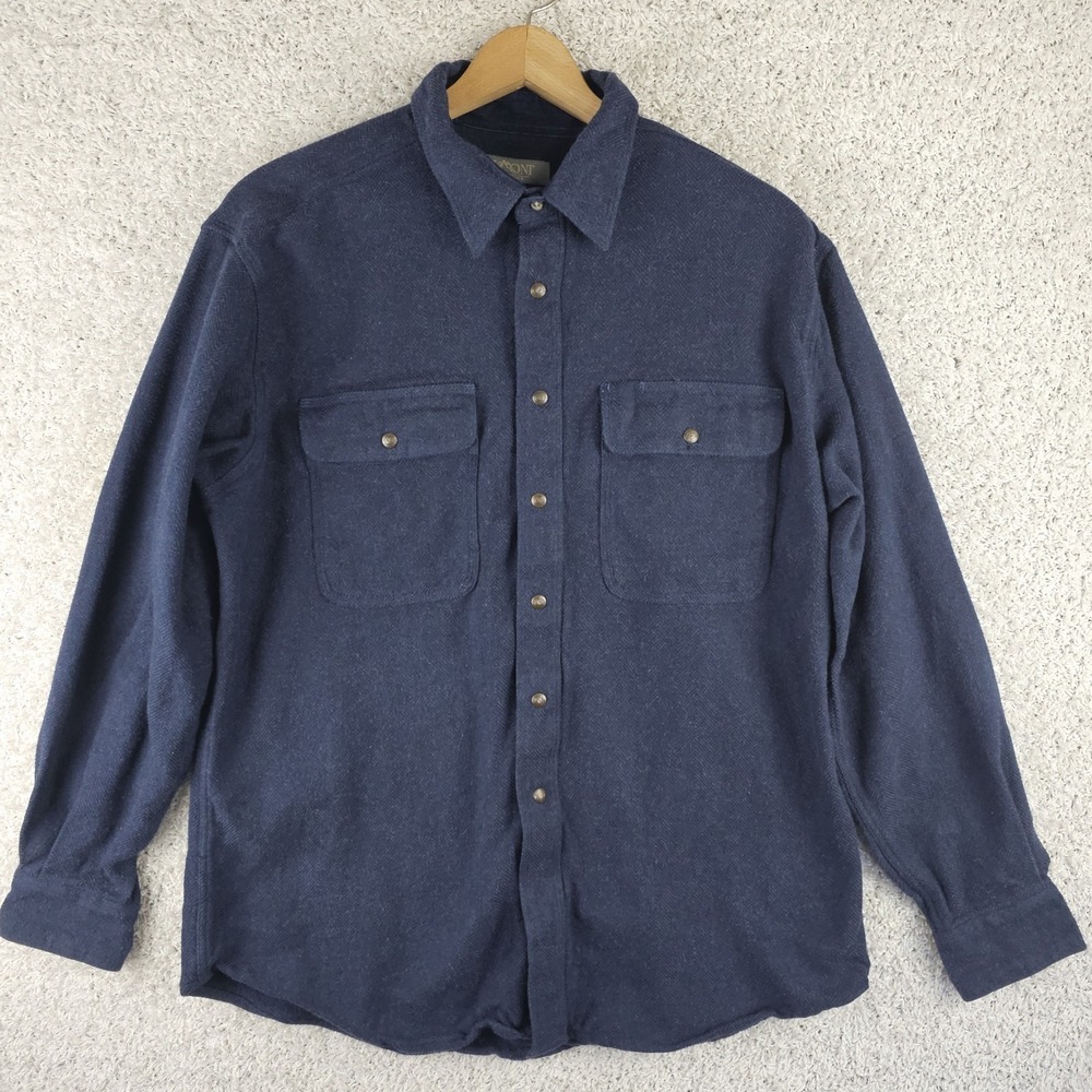 Vintage 90s Elkmont Snap Button Navy Shirt Mens XL Durable Outdoor Hiking HEAVY